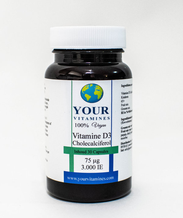 Your Vitamines Vitamine D3 75 mcg 3000 IE 30 VCAPS (Hoog gedoseerde vitamine D)